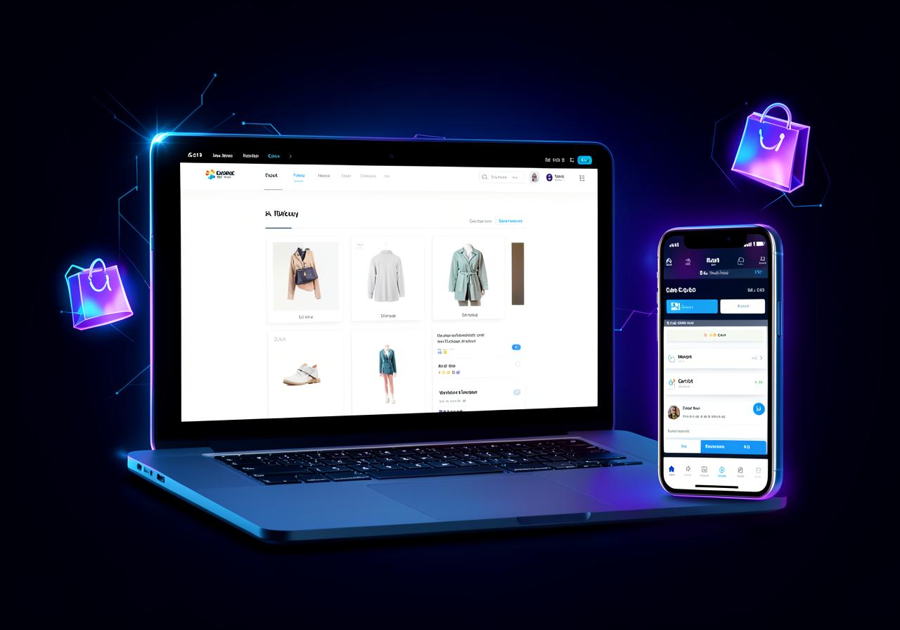 E-commerce store interface on laptop and mobile