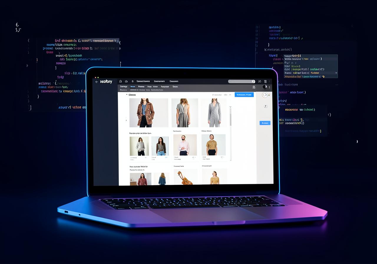 Shopify storefront theme editor on a laptop